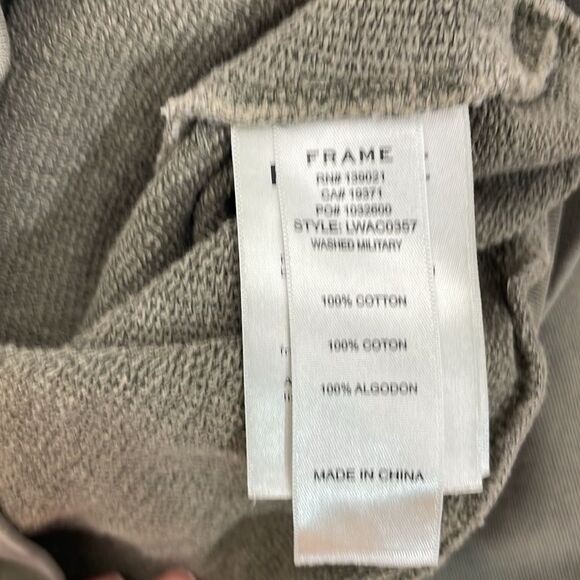 Frame Womens Long Sleeve Crew Neck Sweatshirt Green Cotton Size Small Petite - Picture 10 of 12